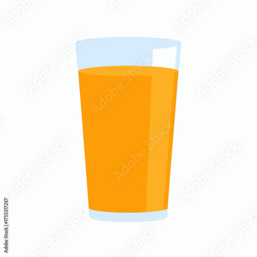 A tall glass filled with vibrant orange juice, isolated on a white background.