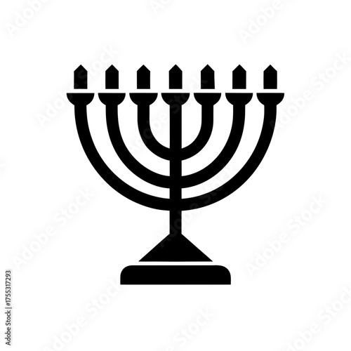 Menorah candelabra symbol on transparent background silhouette