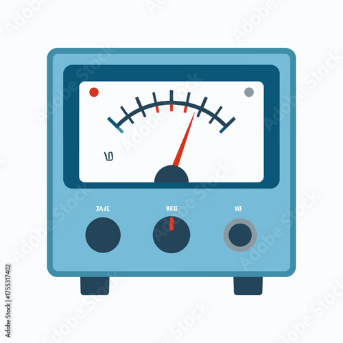 A blue analog meter with a red needle pointing to a value on a scale.