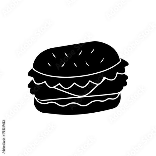 Silhouette of a burger on transparent background