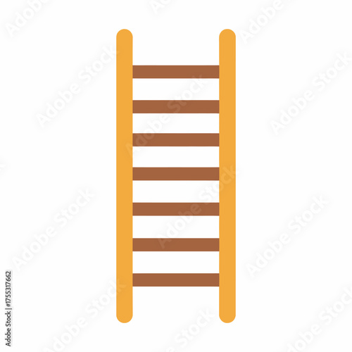 A simple, flat illustration of a wooden ladder with brown rungs and yellow sides.