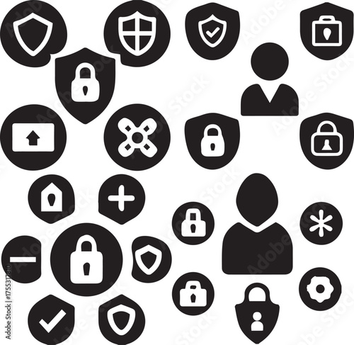Collection of security and user interface icons