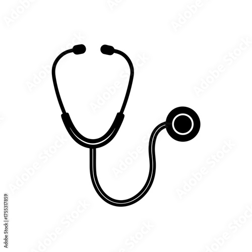Simple stethoscope outline on transparent background silhouette