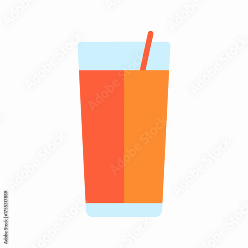 A tall glass filled with a vibrant orange and red beverage, with a straw inserted.