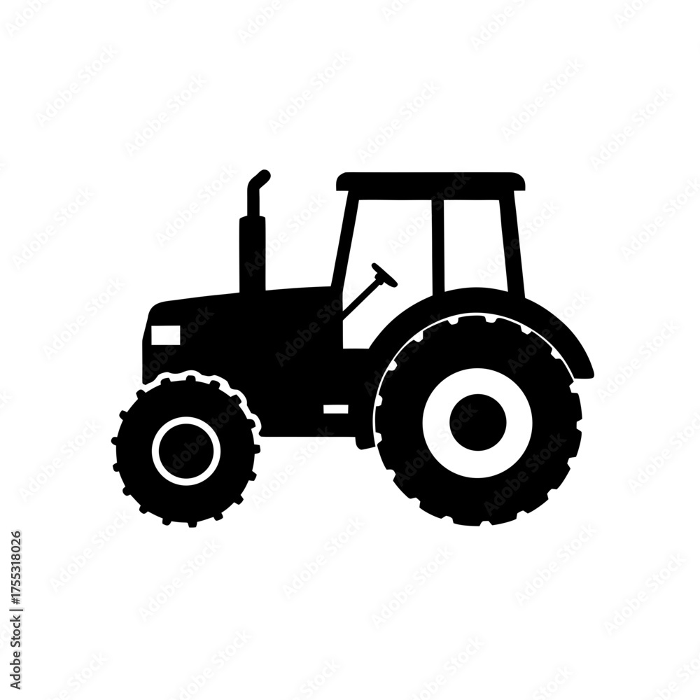 Obraz premium Silhouette of a tractor on transparent background