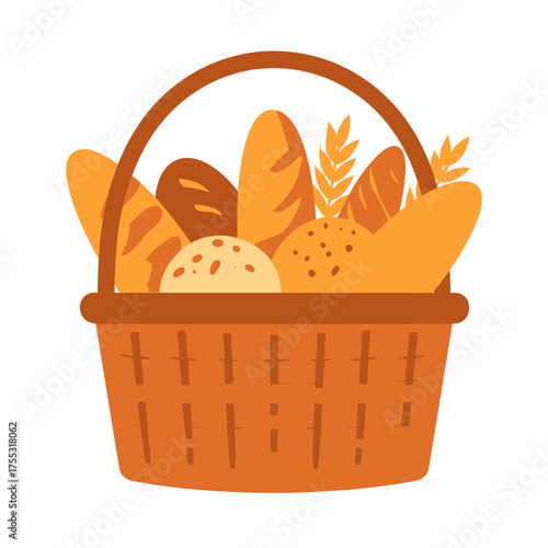 A basket overflowing with various types of freshly baked bread, ready to be enjoyed.