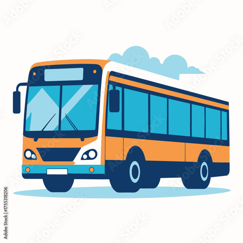 A modern public transport bus, illustrated in a clean and simple flat vector style, ready for city transit.