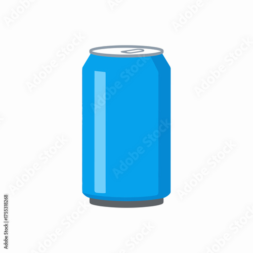 A simple illustration of a bright blue aluminum beverage can with a silver top.