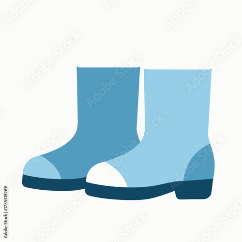 A pair of blue rubber boots, perfect for rainy weather and outdoor activities.