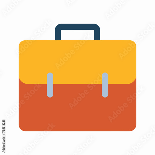 A simple flat design illustration of a briefcase with a yellow top and orange bottom.
