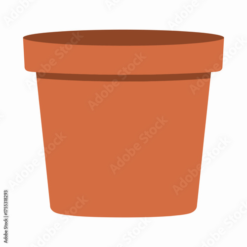 A simple vector illustration of an empty brown terracotta flower pot on a white background.