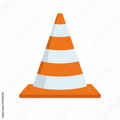 A bright orange and white striped traffic cone used for safety and directing traffic.
