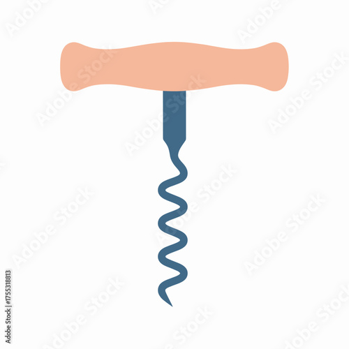 Blue corkscrew with wooden handle illustration suitable for winerelated designs like logos, packaging, menus, and barrelated graphics.