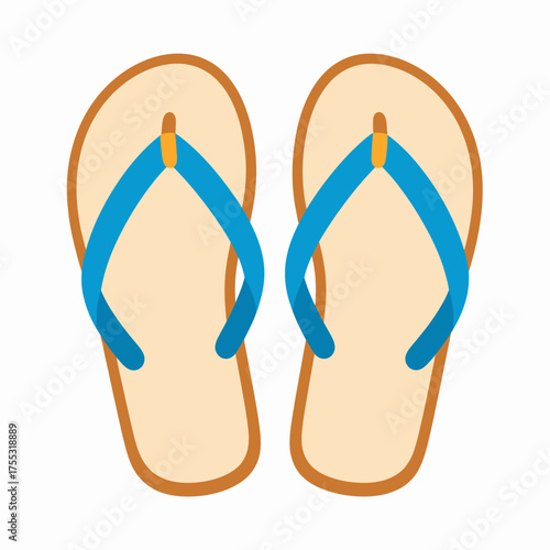 Pair of tan flipflops with blue straps emoji ideal for summerthemed designs, vacation promotions, beach advertisements, and outdoor lifestyle content.