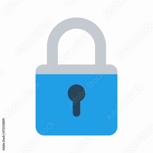 Blue padlock with gray shackle for security. Suitable for cybersecurity, data protection, privacy concepts for websites, blogs, and designs.