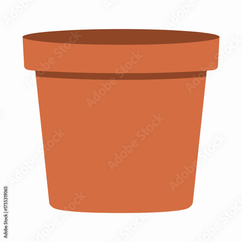 A simple vector illustration of an empty brown terracotta flower pot with a rim, isolated on a white background.