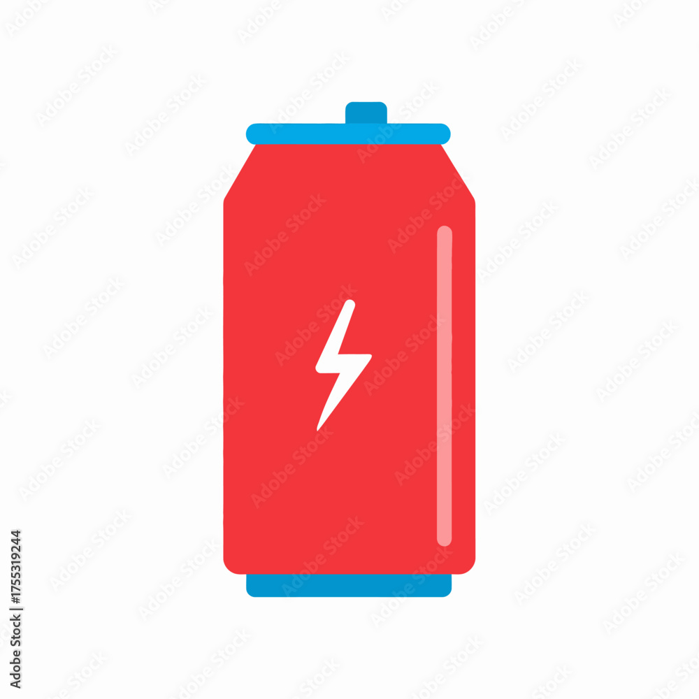 Obraz premium Red energy drink can with a lightning bolt, ideal for product packaging design, energy drink advertisements, or sportsrelated marketing campaigns.