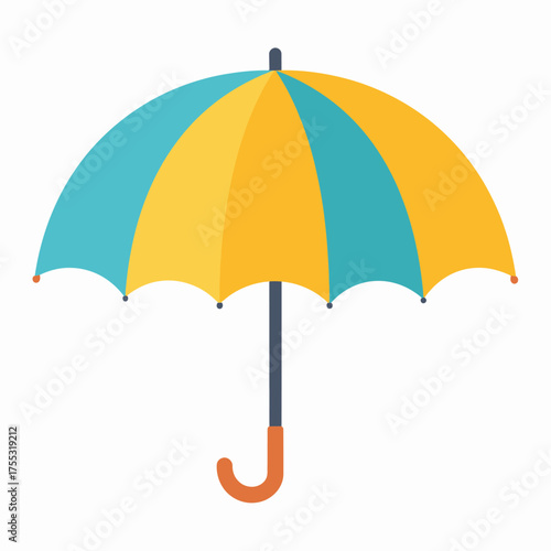 Umbrella with blue and yellow panels vibrant and cheerful image for summerthemed designs, weather forecasts, or travel brochures.