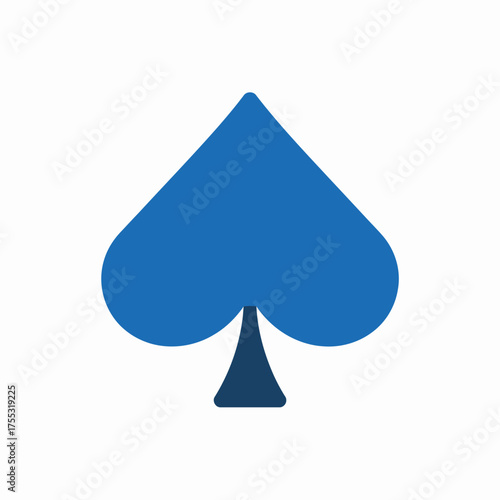 Blue spade symbol, common in cards. Ideal for casinothemed designs, game illustrations, gamblingrelated content to add a classic touch.
