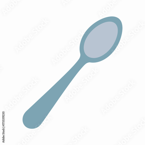 Simple light blue spoon against white background, suitable for kitchenware advertisements, cooking blogs, recipe books, and foodrelated designs.