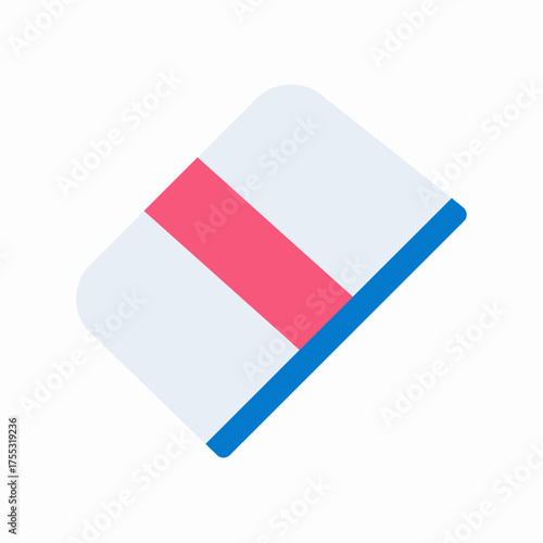 Rectangular eraser in light blue, pink, and dark blue suitable for backtoschool supplies marketing materials, stationerythemed designs, and educational content.