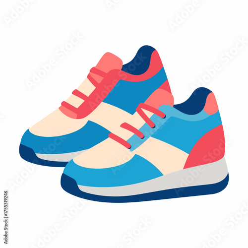 Pair of colorful athletic shoes against a white background. Suitable for fitness, sports, active lifestyle, footwear, and exerciserelated designs. Vibrant and energetic athletic footwear image.