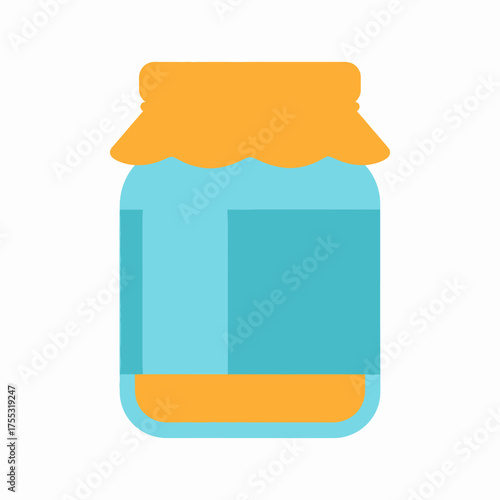 Blue jar with orange lid and base for kitchen decor or product packaging design. Bright and eyecatching color combination. Great for branding.