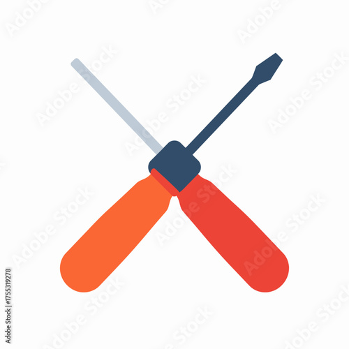 Crossed screwdrivers, flathead and phillips head, symbolize versatility in diy projects. Suitable for hardware store promotions or handyman services.