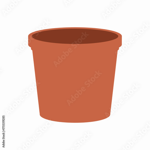 Plain terracotta flower pot for gardening and decor purposes. Ideal for botanical websites, gardening blogs, home decor articles, and print media.