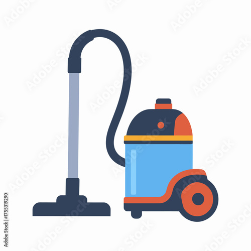 Canister vacuum cleaner isolated on white. Ideal for household product advertisements, cleaning service promotions, and appliance reviews.