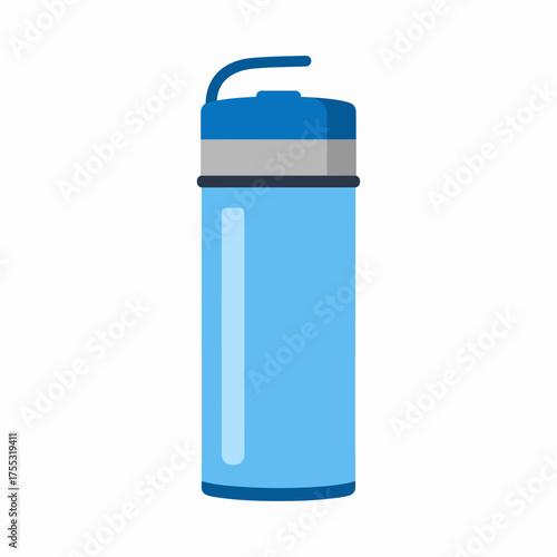 Blue reusable water bottle with a handle lid suitable for ecofriendly lifestyle promotions, active lifestyle ads, and hydration product marketing campaigns.