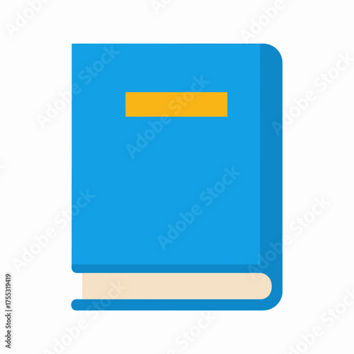 Simple blue book icon with a yellow label. Suitable for education websites, bookstores, or readingrelated designs. Minimalist and versatile graphics.