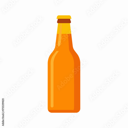 Bottle of orange soda or beer isolated on white perfect for beverage ads, summer party invitations, or refreshing product promotions.