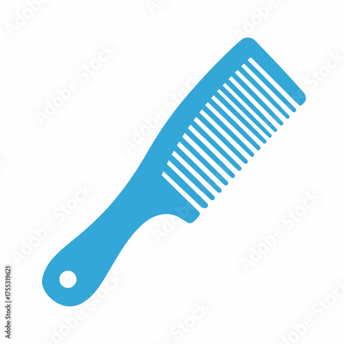 A simple vector illustration of a bright blue plastic hair comb isolated on a clean white background.