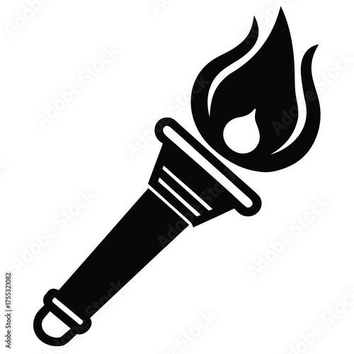 Black Silhouette Icon Of A Torch With Flames fire burning