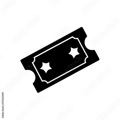 Isolated black ticket art on transparent background silhouette