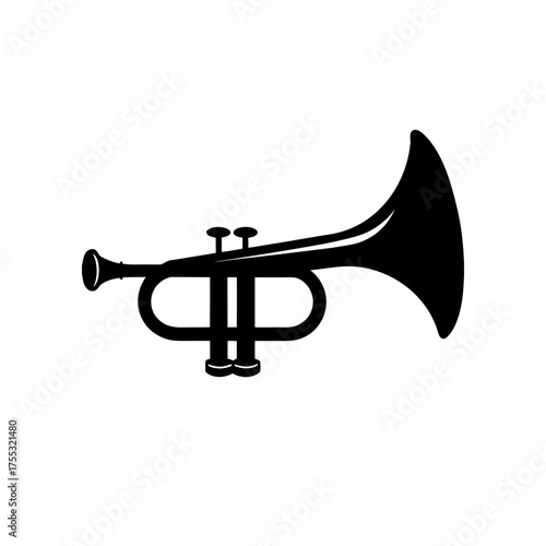 Silhouette of a trumpet on transparent background