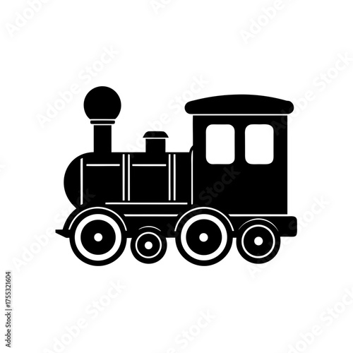 Silhouette of toy train on transparent background