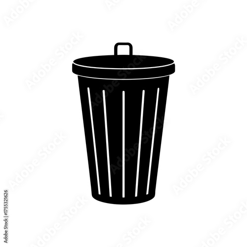 Isolated trash can icon on transparent background silhouette