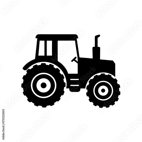 Silhouette of a tractor on transparent background