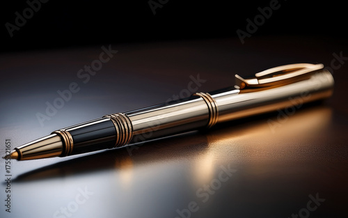 gold pen on black background