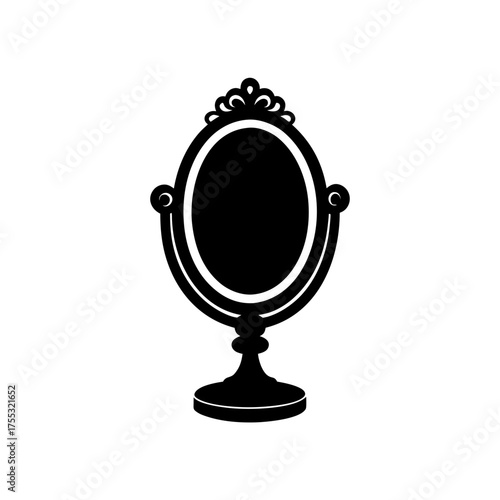 Ornate mirror silhouette on transparent background