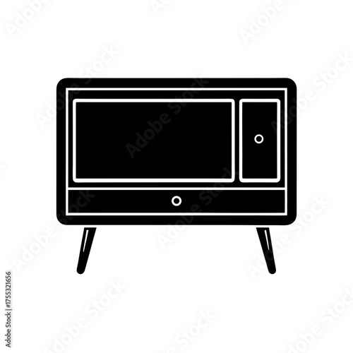 Cabinet with drawer door on transparent background silhouette