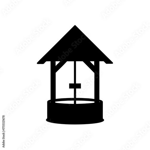Silhouette of a water well on transparent background
