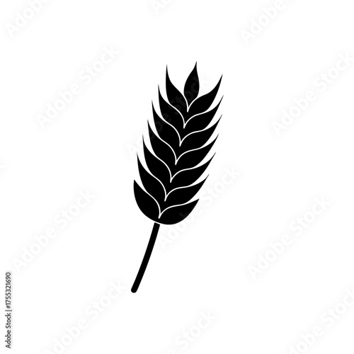 Single wheat stalk image on transparent background silhouette