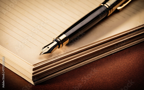 fountain pen on notebook