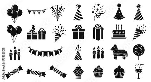 A Comprehensive Set of 15 Cohesive Black Vector Silhouettes for Festive Party Decorations_transparent.svg