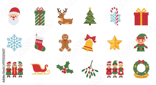 A Festive Set of Fifteen Colored Christmas Silhouettes in Joyful Flat Design Style_transparent.svg