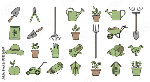 A refreshing set of gardening tool and horticultural activity vector icons for apps_transparent.svg