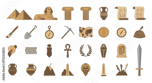 An Earthy Toned Icon Set of Ancient Civilizations and Archaeology Elements_transparent.svg